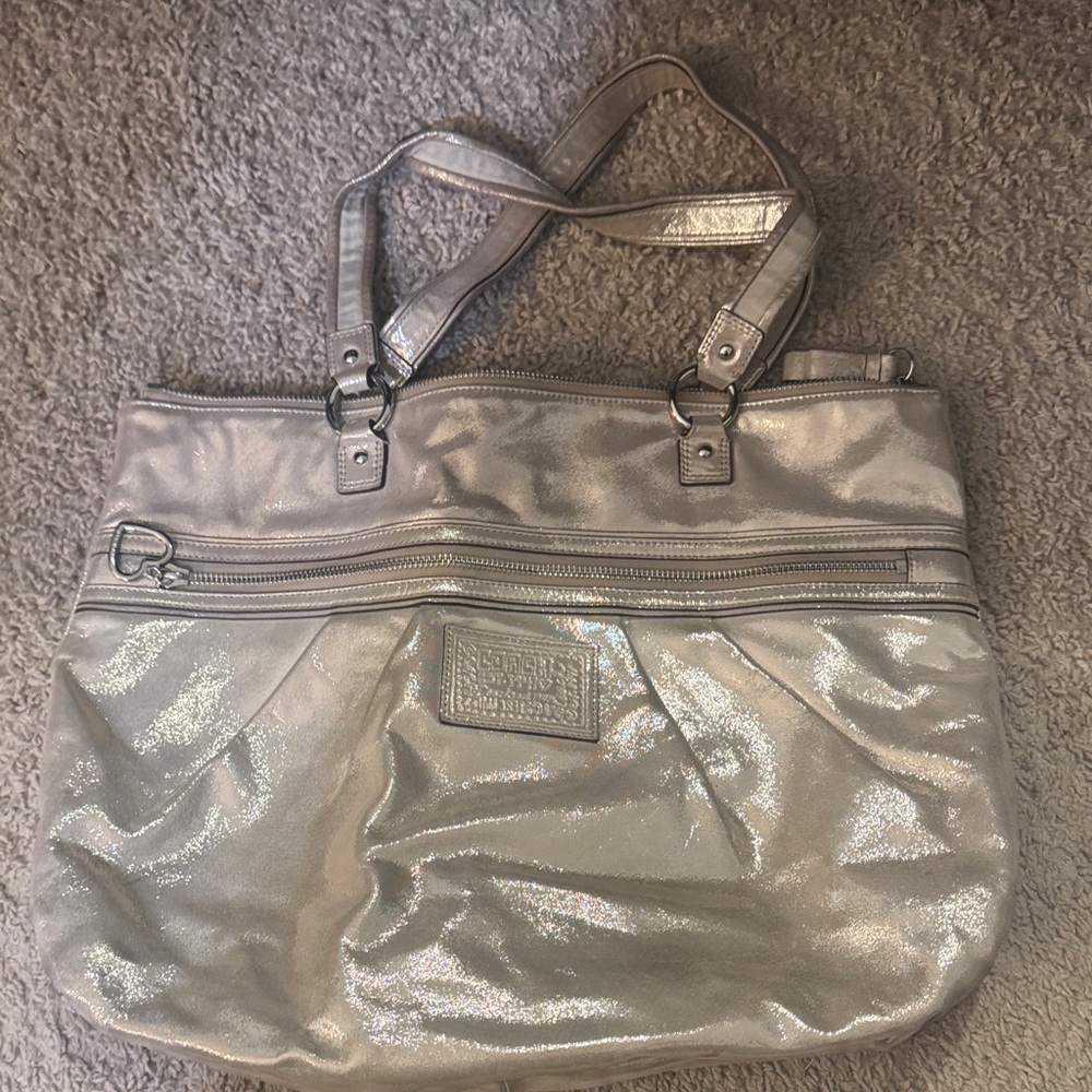 Coach Metallic Silver Shoulder Bag